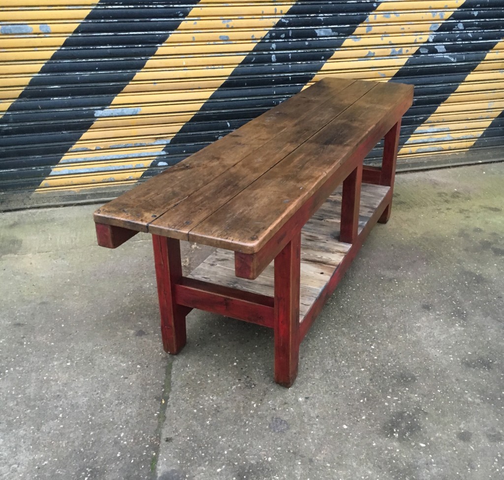 Large Red Workbench Table - Artistic Industrial